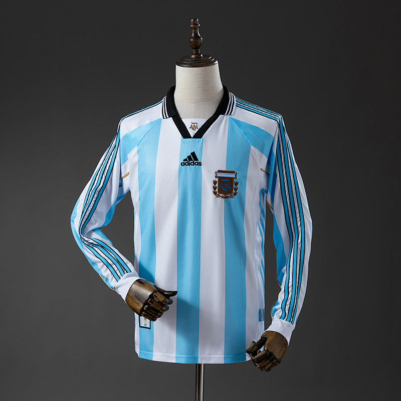 Argentina 1998 Home Long Sleeve Retro Jersey S-XXL